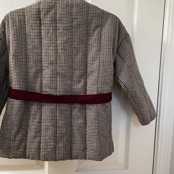 Zara Girls Quilted Houndstooth Belted Coat Jacket Size 8 - Picture 10 of 12